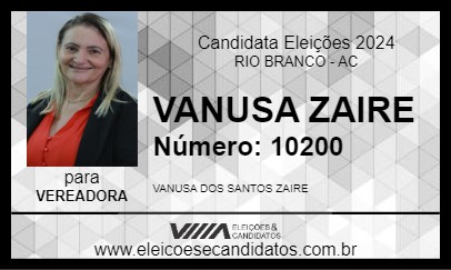 Candidato VANUSA ZAIRE 2024 - RIO BRANCO - Eleições