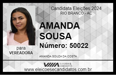 Candidato AMANDA SOUSA 2024 - RIO BRANCO - Eleições