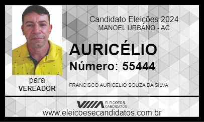 Candidato AURICÉLIO 2024 - MANOEL URBANO - Eleições