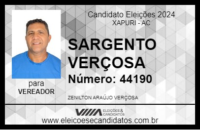 Candidato SARGENTO VERÇOSA 2024 - XAPURI - Eleições