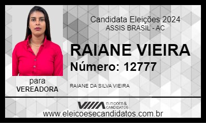 Candidato RAIANE VIEIRA 2024 - ASSIS BRASIL - Eleições