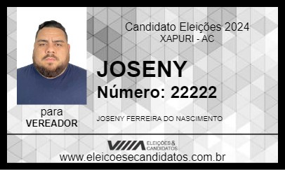 Candidato JOSENY 2024 - XAPURI - Eleições