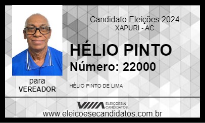 Candidato HÉLIO PINTO 2024 - XAPURI - Eleições