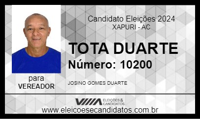 Candidato TOTA DUARTE 2024 - XAPURI - Eleições