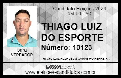 Candidato THIAGO LUIZ DO ESPORTE 2024 - XAPURI - Eleições