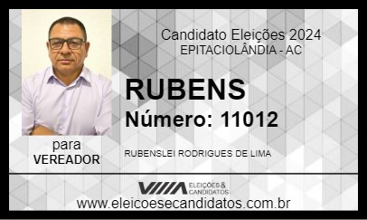 Candidato RUBENS 2024 - EPITACIOLÂNDIA - Eleições