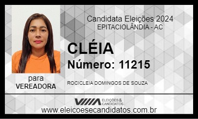 Candidato CLEIA BEIRA RIO 2024 - EPITACIOLÂNDIA - Eleições