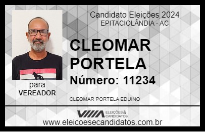 Candidato CLEOMAR PORTELA 2024 - EPITACIOLÂNDIA - Eleições