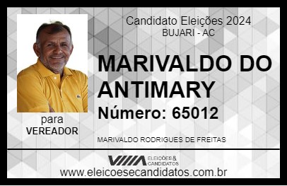 Candidato MARIVALDO DO ANTIMARY 2024 - BUJARI - Eleições