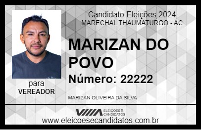 Candidato MARIZAN DO POVO 2024 - MARECHAL THAUMATURGO - Eleições