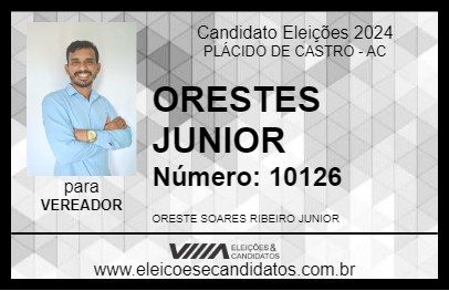 Candidato ORESTES JUNIOR 2024 - PLÁCIDO DE CASTRO - Eleições