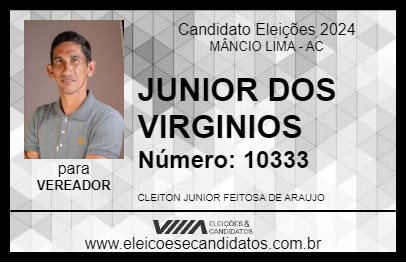 Candidato JUNIOR DOS VIRGINIOS 2024 - MÂNCIO LIMA - Eleições