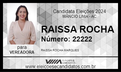 Candidato RAISSA ROCHA 2024 - MÂNCIO LIMA - Eleições