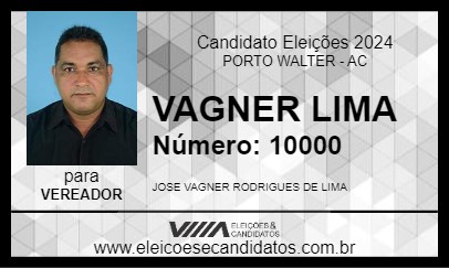 Candidato VAGNER LIMA 2024 - PORTO WALTER - Eleições