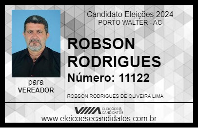 Candidato ROBSON RODRIGUES 2024 - PORTO WALTER - Eleições