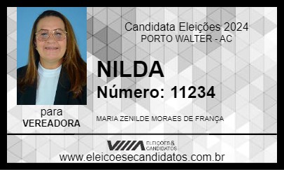 Candidato NILDA 2024 - PORTO WALTER - Eleições