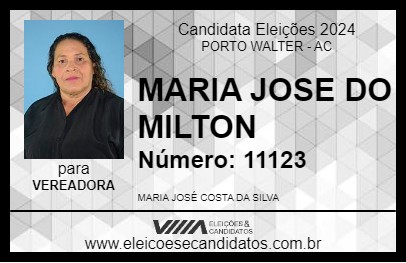 Candidato MARIA JOSE DO MILTON 2024 - PORTO WALTER - Eleições