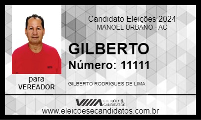 Candidato GILBERTO 2024 - MANOEL URBANO - Eleições