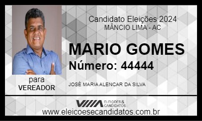 Candidato MARIO GOMES 2024 - MÂNCIO LIMA - Eleições