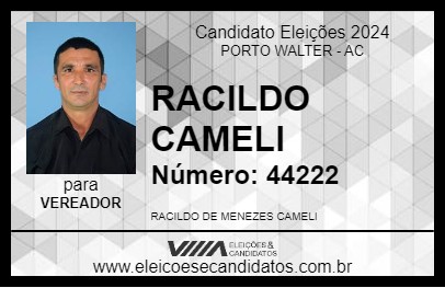 Candidato RACILDO CAMELI 2024 - PORTO WALTER - Eleições