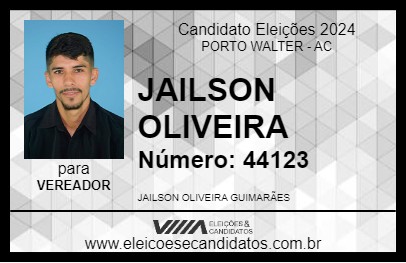 Candidato JAILSON OLIVEIRA 2024 - PORTO WALTER - Eleições