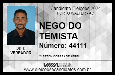 Candidato NEGO DO TEMISTA 2024 - PORTO WALTER - Eleições