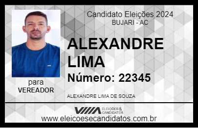 Candidato ALEXANDRE LIMA 2024 - BUJARI - Eleições