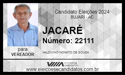 Candidato JACARÉ 2024 - BUJARI - Eleições