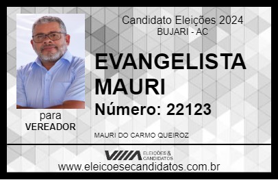 Candidato EVANGELISTA MAURI 2024 - BUJARI - Eleições