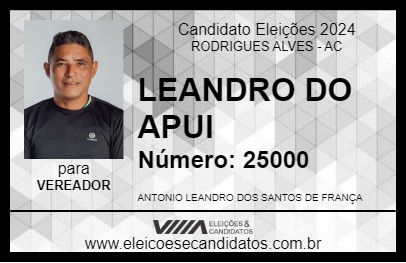 Candidato LEANDRO DO APUI 2024 - RODRIGUES ALVES - Eleições