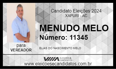 Candidato MENUDO MELO 2024 - XAPURI - Eleições