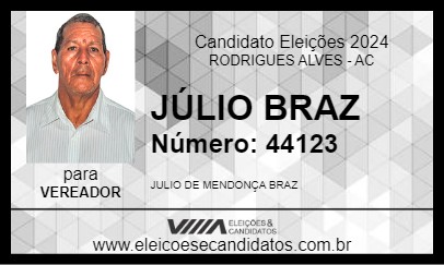 Candidato JÚLIO BRAZ 2024 - RODRIGUES ALVES - Eleições