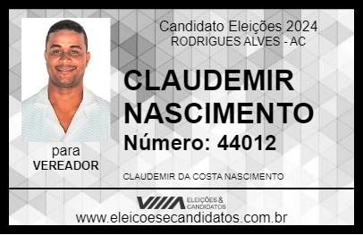 Candidato CLAUDEMIR NASCIMENTO 2024 - RODRIGUES ALVES - Eleições