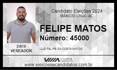 Candidato FELIPE MATOS 2024 - MÂNCIO LIMA - Eleições