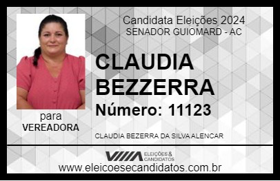 Candidato CLAUDIA BEZERRA 2024 - SENADOR GUIOMARD - Eleições