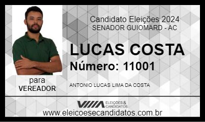 Candidato LUCAS COSTA 2024 - SENADOR GUIOMARD - Eleições