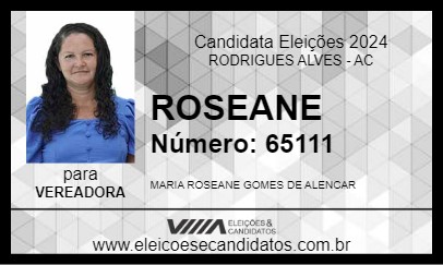 Candidato ROSEANE 2024 - RODRIGUES ALVES - Eleições