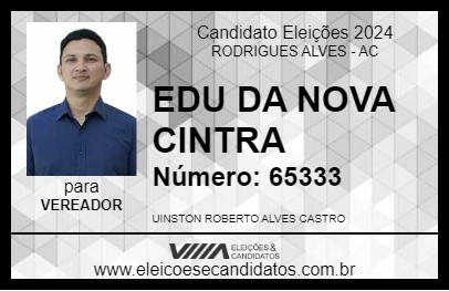 Candidato EDU DA NOVA CINTRA 2024 - RODRIGUES ALVES - Eleições