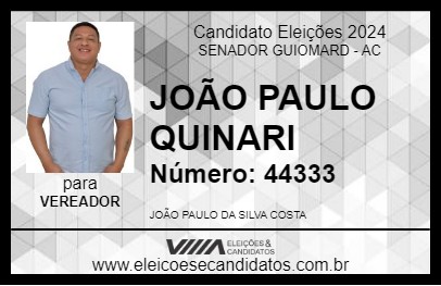 Candidato JOÃO PAULO QUINARI 2024 - SENADOR GUIOMARD - Eleições