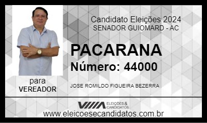 Candidato PACARANA 2024 - SENADOR GUIOMARD - Eleições