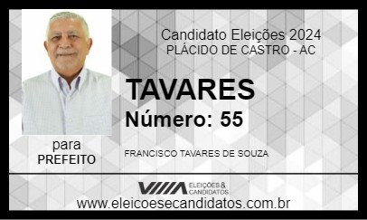 Candidato TAVARES 2024 - PLÁCIDO DE CASTRO - Eleições