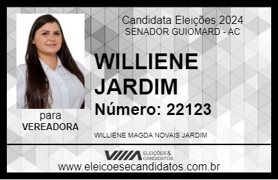 Candidato WILLIENE JARDIM 2024 - SENADOR GUIOMARD - Eleições