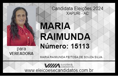 Candidato MARIA RAIMUNDA 2024 - XAPURI - Eleições