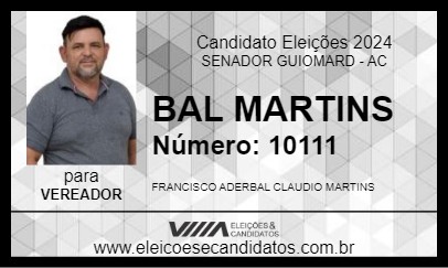 Candidato BAL MARTINS 2024 - SENADOR GUIOMARD - Eleições