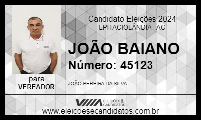 Candidato JOÃO BAIANO 2024 - EPITACIOLÂNDIA - Eleições