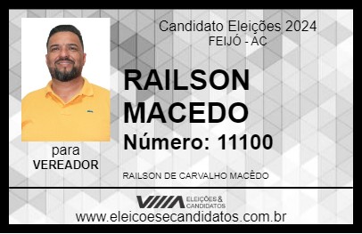 Candidato RAILSON MACEDO 2024 - FEIJÓ - Eleições