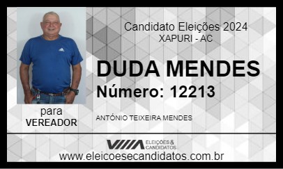 Candidato DUDA MENDES 2024 - XAPURI - Eleições