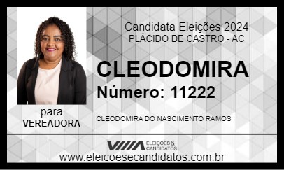 Candidato CLEODOMIRA 2024 - PLÁCIDO DE CASTRO - Eleições