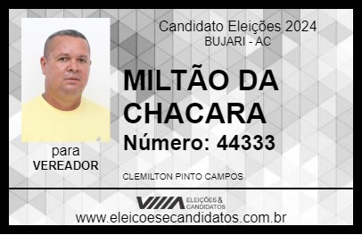 Candidato MILTÃO DA CHACARA 2024 - BUJARI - Eleições