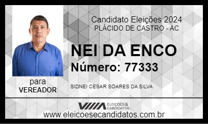 Candidato NEI DA ENCO 2024 - PLÁCIDO DE CASTRO - Eleições